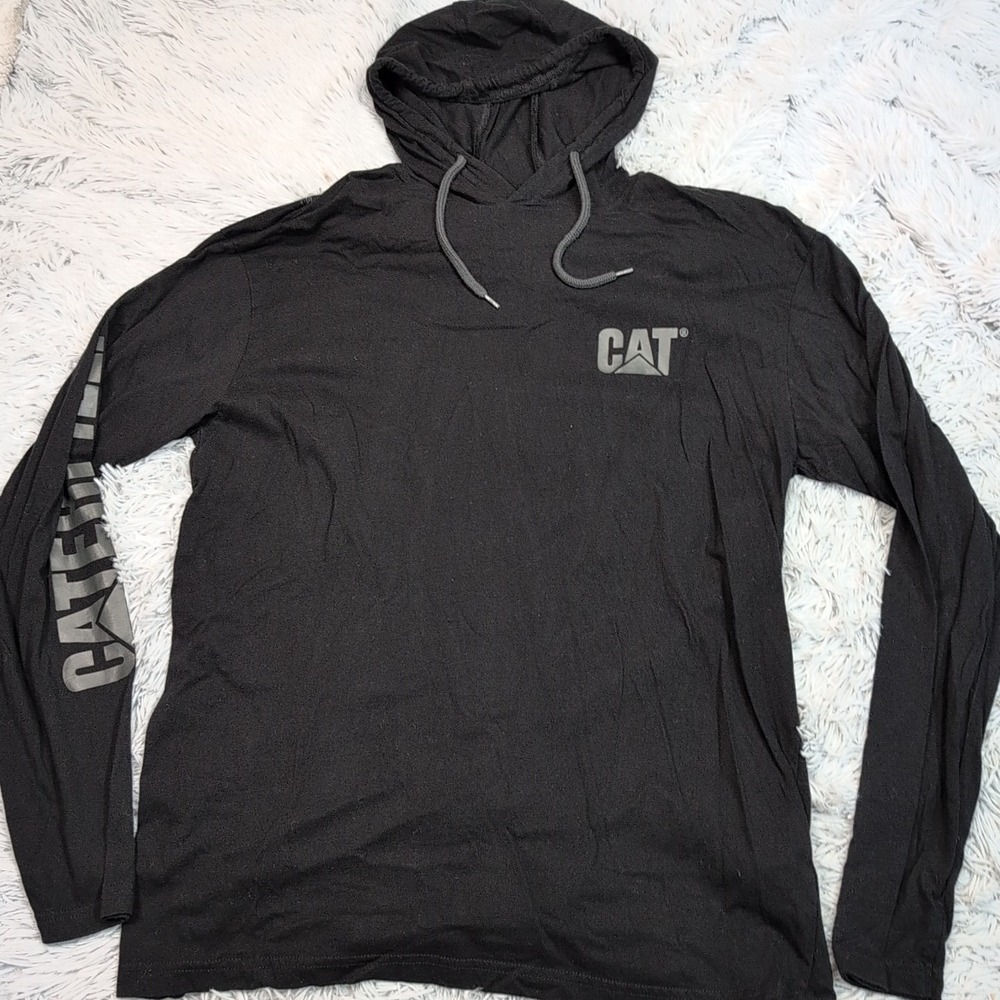 CAT Sweatshirt Womens XL Black Hoodie Workwear Lightweight Stretch Chore‎